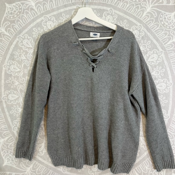 OLD NAVY SIZE M MEDIUM SWEATER GRAY CABLE KNIT COTTON BLEND 677 TOP SHIRT EUC - Picture 3 of 15